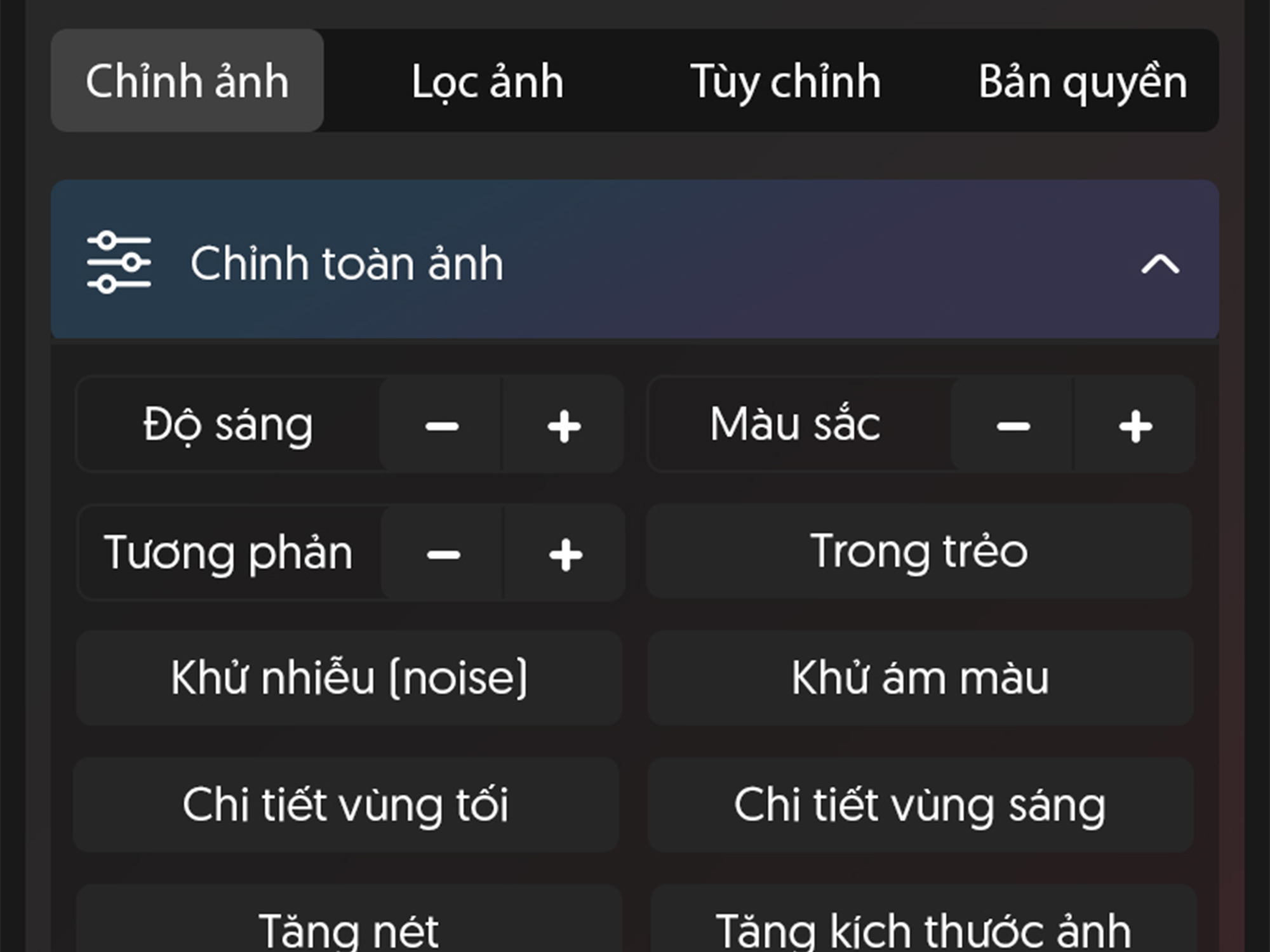 dfsv panel DarkRoom - Chỉnh ảnh tự động với công nghệ A.I dành cho dân chuyên nghiệp
